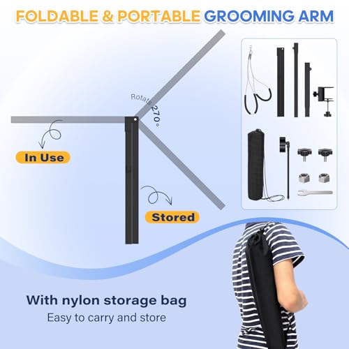 Dog Grooming Arm with Hair Dryer Stand (Black)