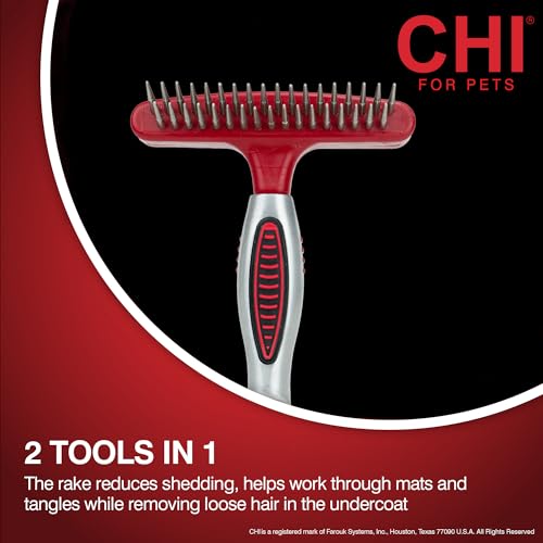 for Dogs Double (Red - Double Sided Shedding Rake And Blade / 1 Count (Pack of 1))