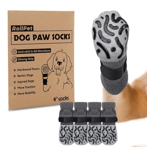 Non Slip Dog Socks to Prevent Licking Paws Double Sided Traction (Small(Pack of 4))