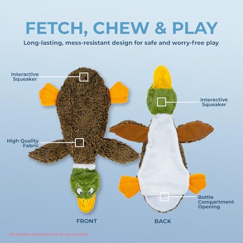 2-in-1 Fun Skin Stuffless Dog Toy - Wild Duck, Large (Brown/Wild Duck / Large)