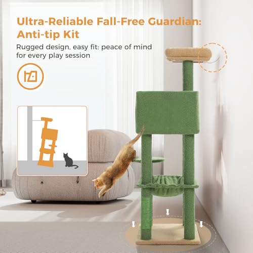 44.5" Cat Tree with Metal Hammock (Green / 44.5in)