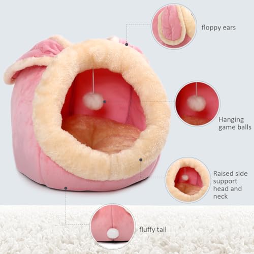 Cat Beds for Indoor Cats (Rabbite Pink / L)