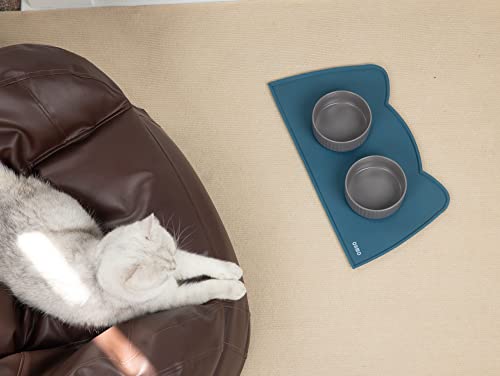 Cat Food Mat Silicone Pet Feeding Mat (18"L x 10"W / Teal)