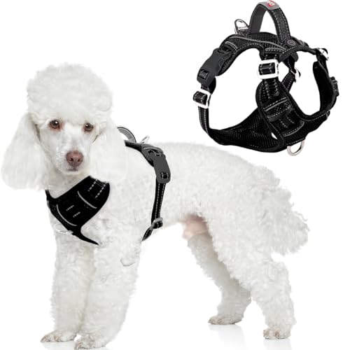 Dog Harness No Pull with ID Tag Pocket (Small(Chest:19.5-26”) / Black)