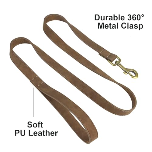 PU Leather Dog Leash for Small Dogs (Brown / 3/4''x 4FT)