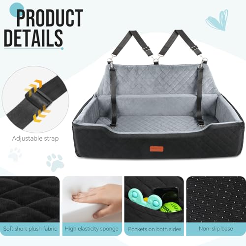 Large Dog Car Seat Under 100 lbs (Black/Grey)