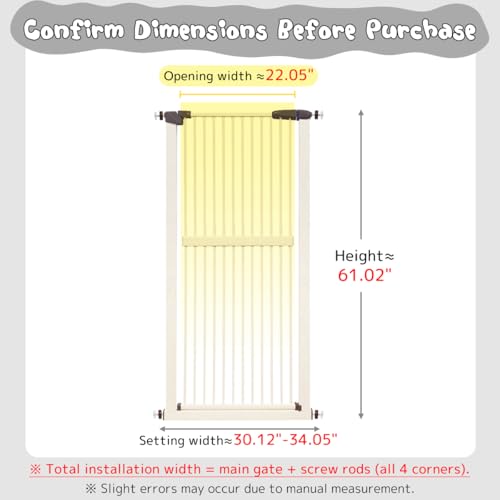 61.02" Extra Tall Pet Gate for Cat Dog 30.12" (61.02" H-cream / 30.12"-34.05" W)