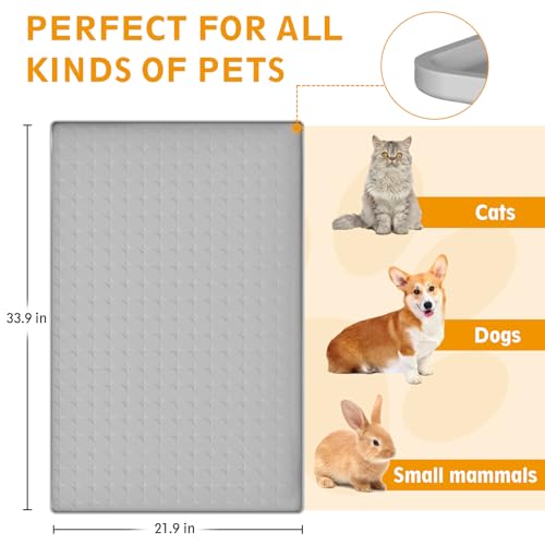 Extra Large Silicone Dog Food Mat 33.9"x21.9" (Gray)