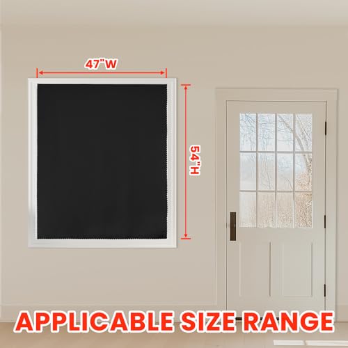 100% Blackout Stick Curtain Portable Black Out Curtains Adhesive Curtains for Bedroom Living Room No Drilling (Black/ Thickened / 47"W x 54"L (Pack of 1))