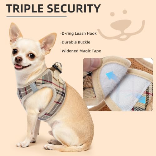 Dog Harness Collar and Leash Set No Pull for Small Medium Sized (Beige / XXL (CHEST 22"-24.5"))
