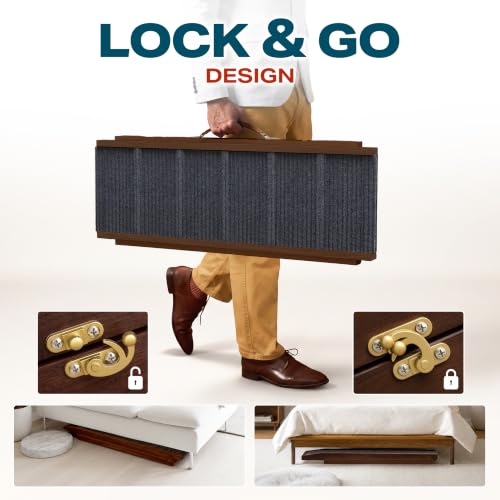 Adjustable Dog Ramp for Bed (Brown / 39" Long x 13.4" Walking Space)