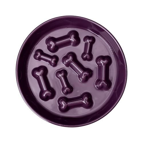 Ceramic Slow Feeder Dog Bowls (Purple Bone)