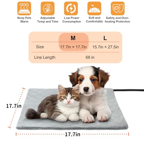 Cat Heating Pad (Grey / M (17.7'' × 17.7''))