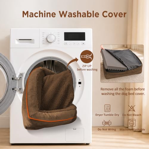 Waterproof Orthopedic Dog Bed for Extra Large Dogs (42.0"L x 30.0"W x 8.5"Th / Chocolate Brown)