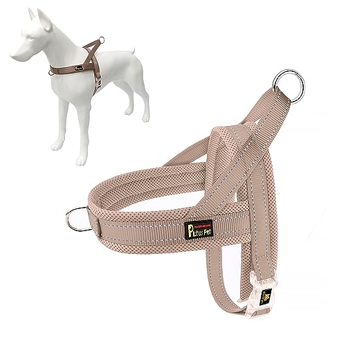 No Pull Dog Harness for Small Dogs (S: chest 17"-19.7" / Beige)