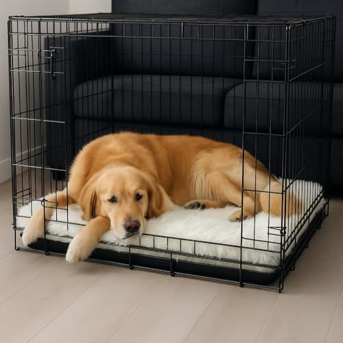 Faux Fur Orthopedic Rectangular Dog Bed (White / Large/Extra Large)