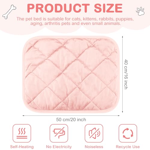 4 Pack Self Heating Cat Pad Self Warming Dog Mat Reflects Body Heat Extra Warm Thermal Pet Pad Washable Dog Cat Bed Crate Bed Mat Blanket (16 x 20 Inch / Pink)