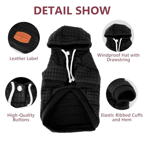2 Pack Dog Hoodie Sweaters for Small Medium Dogs Warm Dog Clothes for Large Dogs Soft Waffle (Black+Grey / M (Back: 15.5",Chest: 21.6", 26-35lbs))