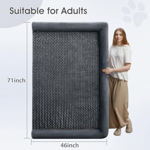 Orthopedic Washable Human Dog Bed for Adult & Dog Cozy Sleep (71"l x 46"w x 7"th / Dark Grey)