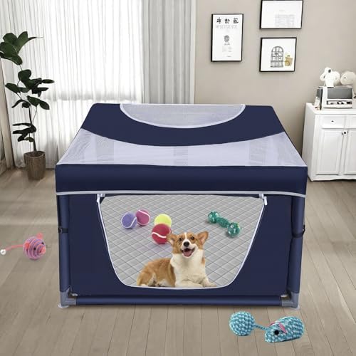 42 × 42 inch Dog Playpen with Pee Pad (Royal Blue)
