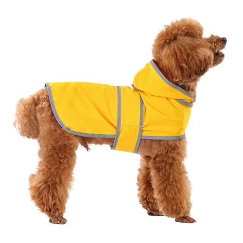 Dog Raincoat Waterproof Dog Rain Jacket with Hood (Yellow / X-Small)