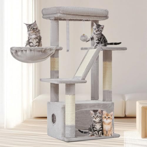 Cat Tree 38.5In Cat Tower for Indoor Cats (Light Gray / 38.5 Inches)
