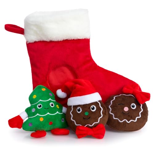 Christmas Squeaky Hide and Seek Dog Toys for Small and Medium (Christmas Stocking)