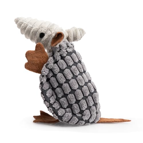 Armadillo Squeaky Puppy Dog Toys for Small Medium Dogs (6 IN / Dark Gray)