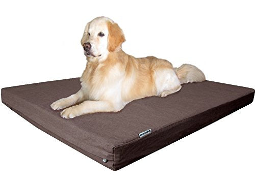 Orthopedic Waterproof Heavy Duty Gel Memory Foam Dog Bed for Large pet (JUMBO 55" Length X 47" Width / Denim in Brown)
