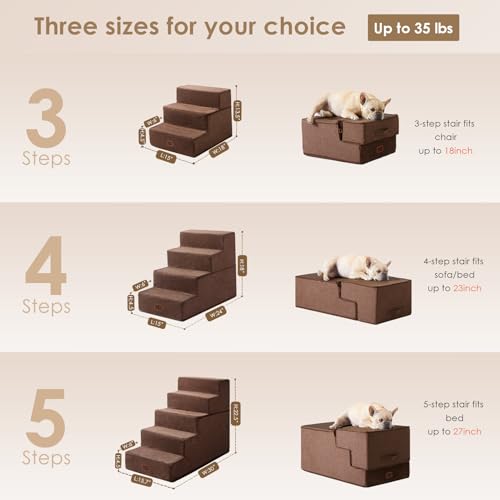 Dog Stairs for High Bed 22.5" H (Brown / Standard 15.7" x 30" x 22.5")