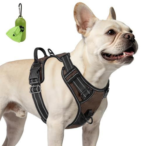 No Pull Dog Harness for Small Dogs (Small / Brown)
