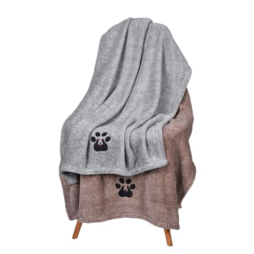 Dog Towels for Drying Dogs 2 Pack (Grey and Brown / M-36" * 28")