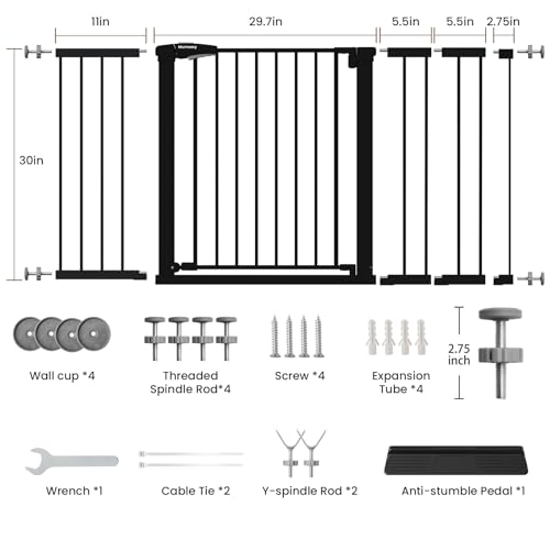 29.7 57" Extra Wide Baby Gate (Black / 29.7-57"W x 30"H)