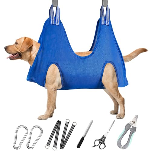 Dog Grooming Hammock for Large & Giant Dogs (XXXL for Large Giant Dogs 110-150LB / Blue)