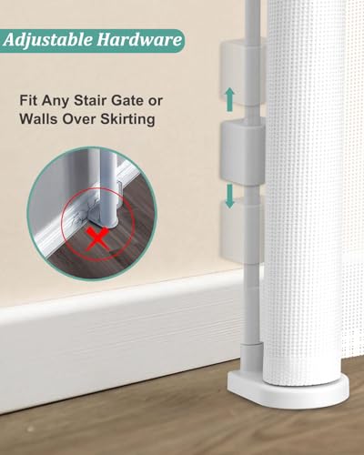 50 inch Reinforced Retractable Baby Gates 34 inch Tall (White / 34" Tall x 50" Wide)