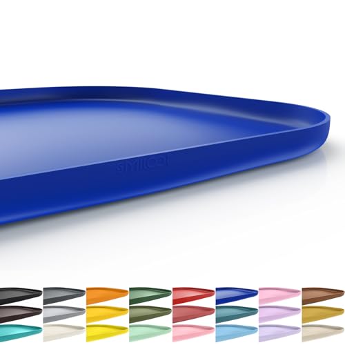 Waterproof Silicone Pet Food Mat with Raised Edge for Dog & Cat (Navy Blue / 24"L x 16"W)