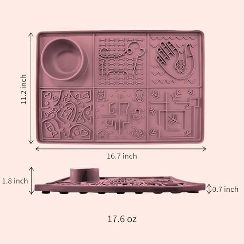 Dog Lick Mat Large 11.2 x 16.7 in Slow Feeder with Strong Suction (Pink)