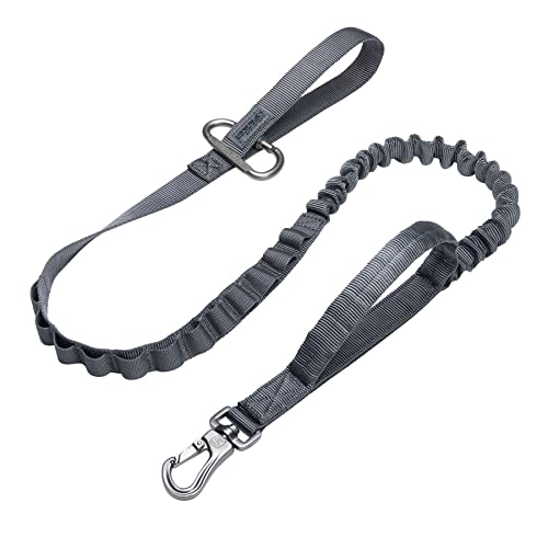 Tactical Military Bungee Nylon Dog Leash Adjustable (Grey)