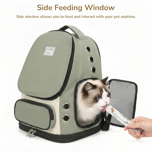 Cat Backpack Carrier (Green Mesh)