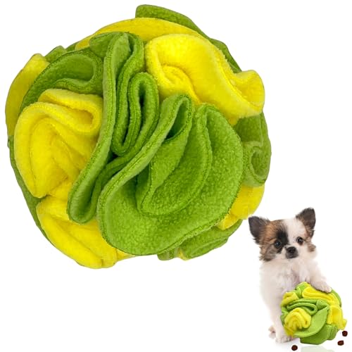 Puppy Small Breed Snuffle Dog Puzzle Ball Toy Yellow and Green (Lemon-Lime / Small)