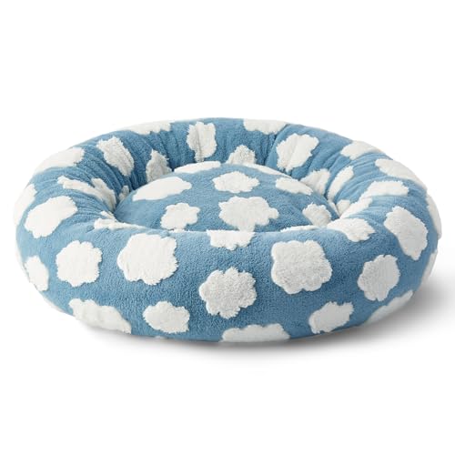 Shown on TV Jacquard Donut Dog Beds Medium Sized Dog (30.0"L x 30.0"W x 8.0"Th / Cozy Clouds Blue)