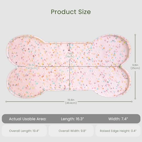 Dog Food Mat Anti (19.4" x 9.8"-2PCS / Donut Pink)