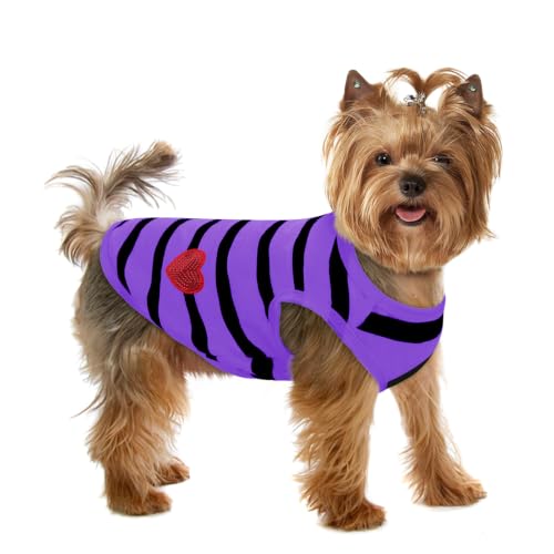 Dog Striped Shirts for Large Dogs (Violet-Vest / Large)
