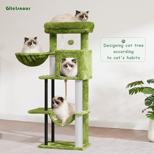 Cat Tree 43.3'' Cat Tower with Hammock for Kittens GCT004SGR (43.3 inches / Green)