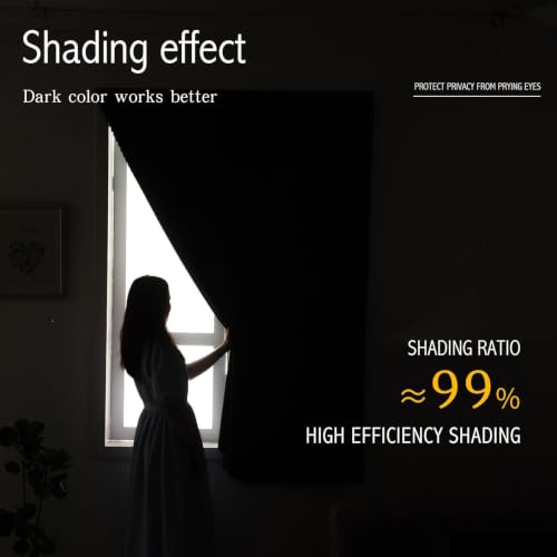 Self Adhesive Portable Blackout Curtains for Bedroom Easy to Install Window Thermal Lnsulated Kitchen Room Darkening Small Window Curtains (47"W x 79"L (Pack of 2) / Navy Blue)
