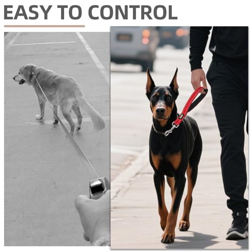 Reflective Short Dog Leashes 3 Pack for Walking and Training (Red / 1FT+1.5FT+2.5FT)