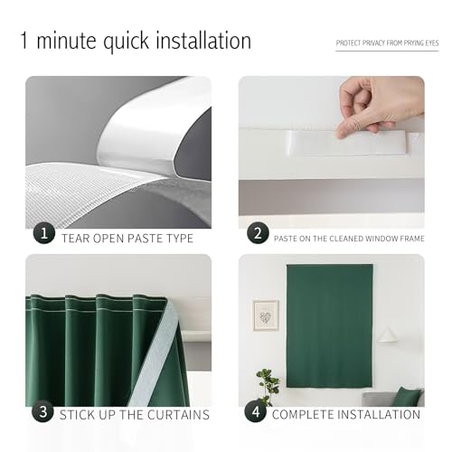 Thermal Blackout Curtains with Self (71"W x 59"L (Pack of 1) / Dark Green)