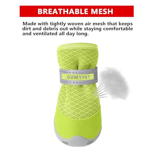 Dog Shoes for Small Dogs Hot Pavement Puppy Dog Boots & Paw Protectors (Fluorescent / size 3: 1.70"x1.31"(L*W))