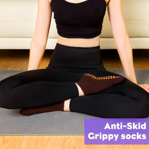 12 Pairs Grip Socks for Women & Men (5.5-9 / Square Pattern/Black(12 Pairs))