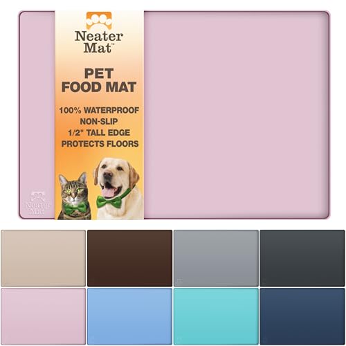 Neater Mat Pet Mats for Food and Water (24"L x 16"W / Light Pink)